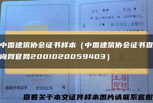 中国建筑协会证书样本（中国建筑协会证书查询网官网2001020059403）缩略图