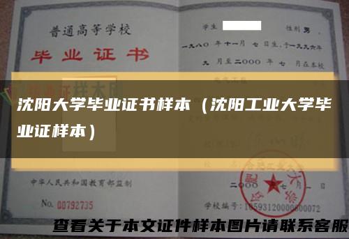 沈阳大学毕业证书样本（沈阳工业大学毕业证样本）缩略图