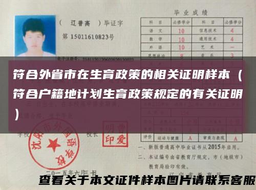 符合外省市在生育政策的相关证明样本（符合户籍地计划生育政策规定的有关证明）缩略图