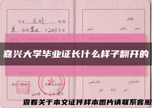 嘉兴大学毕业证长什么样子翻开的缩略图