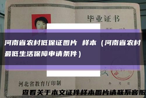 河南省农村低保证图片 样本（河南省农村最低生活保障申请条件）缩略图