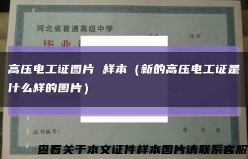 高压电工证图片 样本（新的高压电工证是什么样的图片）缩略图