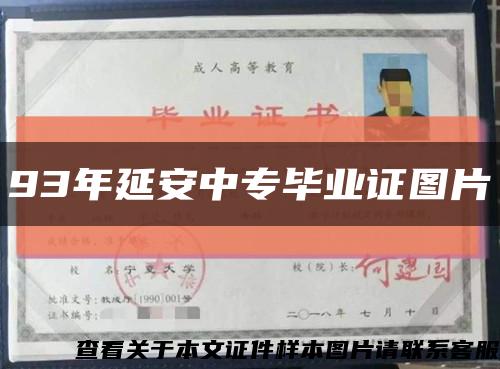 93年延安中专毕业证图片缩略图