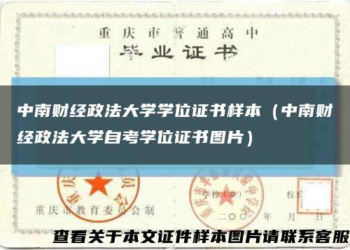 中南财经政法大学学位证书样本（中南财经政法大学自考学位证书图片）缩略图