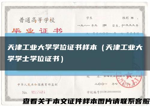 天津工业大学学位证书样本（天津工业大学学士学位证书）缩略图