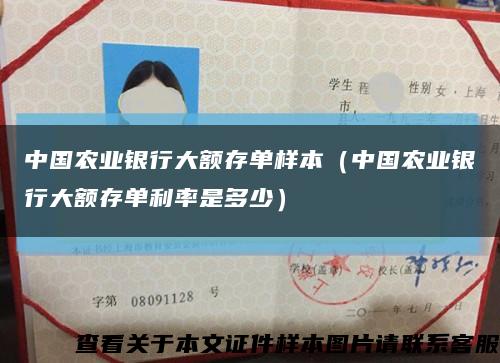 中国农业银行大额存单样本（中国农业银行大额存单利率是多少）缩略图