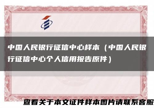 中国人民银行征信中心样本（中国人民银行征信中心个人信用报告原件）缩略图