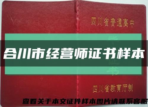 合川市经营师证书样本缩略图