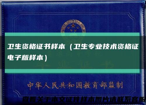 卫生资格证书样本（卫生专业技术资格证电子版样本）缩略图