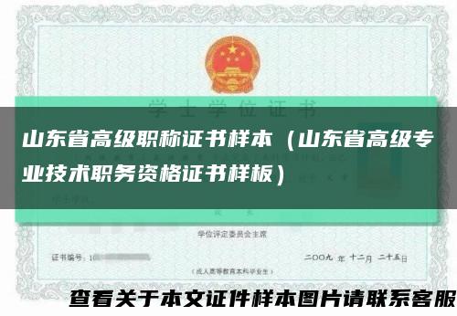 山东省高级职称证书样本（山东省高级专业技术职务资格证书样板）缩略图