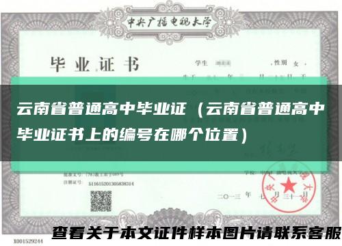 云南省普通高中毕业证（云南省普通高中毕业证书上的编号在哪个位置）缩略图