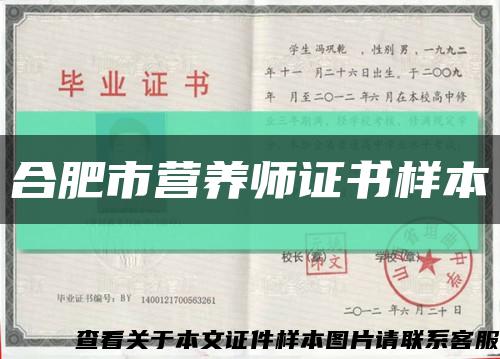 合肥市营养师证书样本缩略图