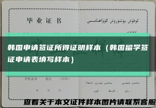 韩国申请签证所得证明样本（韩国留学签证申请表填写样本）缩略图