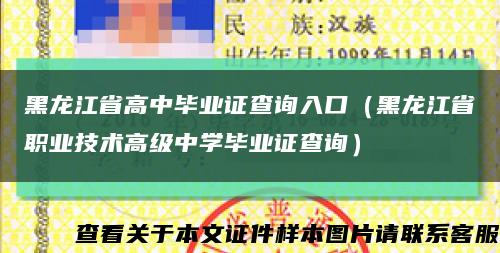 黑龙江省高中毕业证查询入口（黑龙江省职业技术高级中学毕业证查询）缩略图