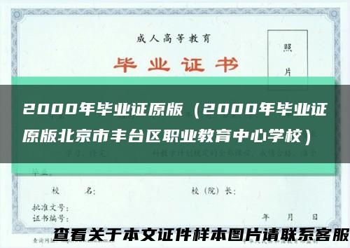 2000年毕业证原版（2000年毕业证原版北京市丰台区职业教育中心学校）缩略图