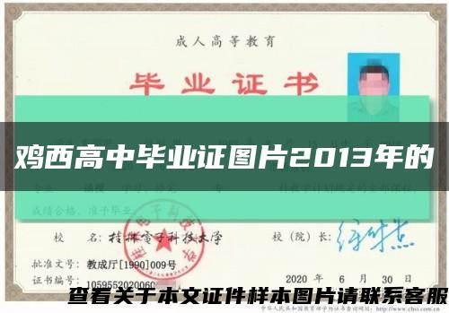 鸡西高中毕业证图片2013年的缩略图