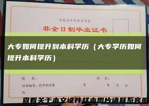 大专如何提升到本科学历（大专学历如何提升本科学历）缩略图