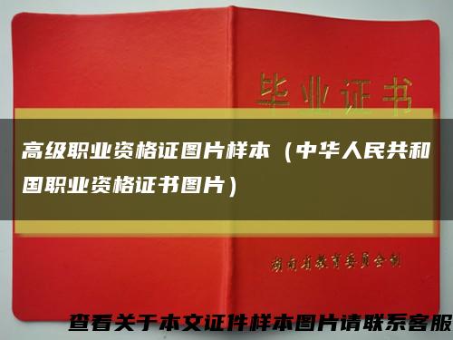 高级职业资格证图片样本（中华人民共和国职业资格证书图片）缩略图