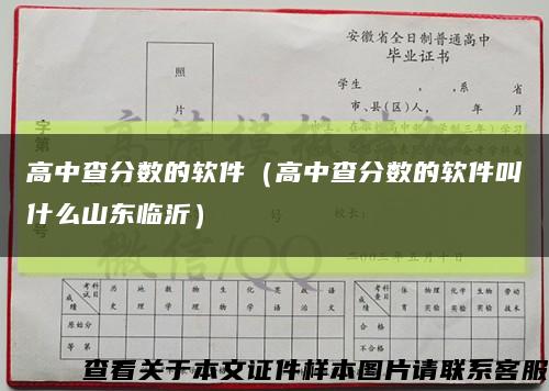 高中查分数的软件（高中查分数的软件叫什么山东临沂）缩略图