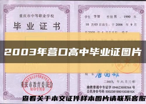 2003年营口高中毕业证图片缩略图