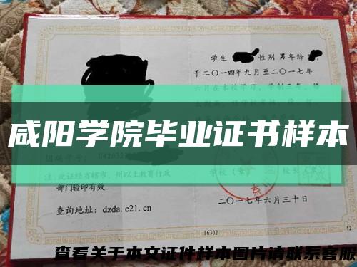 咸阳学院毕业证书样本缩略图