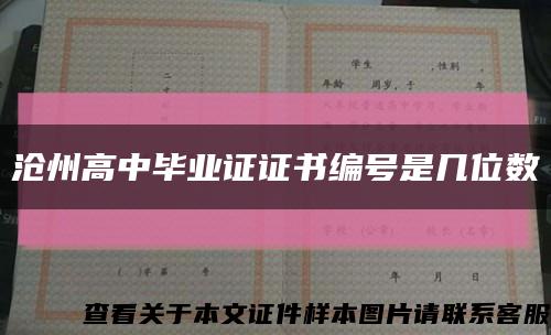 沧州高中毕业证证书编号是几位数缩略图