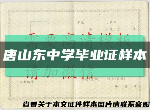 唐山东中学毕业证样本缩略图