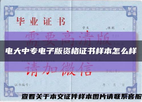 电大中专电子版资格证书样本怎么样缩略图