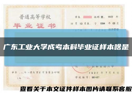 广东工业大学成考本科毕业证样本啥是缩略图