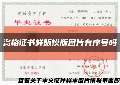 资格证书样版模版图片有序号吗缩略图