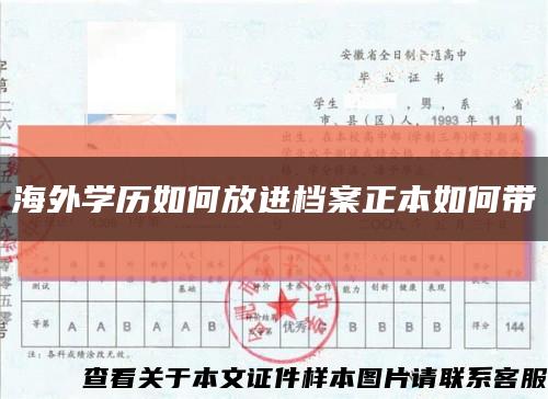 海外学历如何放进档案正本如何带缩略图