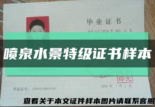 喷泉水景特级证书样本缩略图