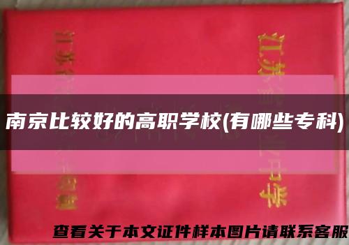 南京比较好的高职学校(有哪些专科)缩略图