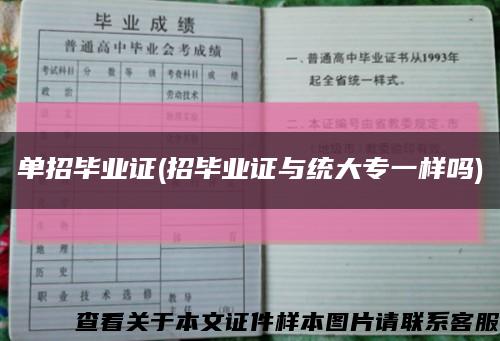 单招毕业证(招毕业证与统大专一样吗)缩略图