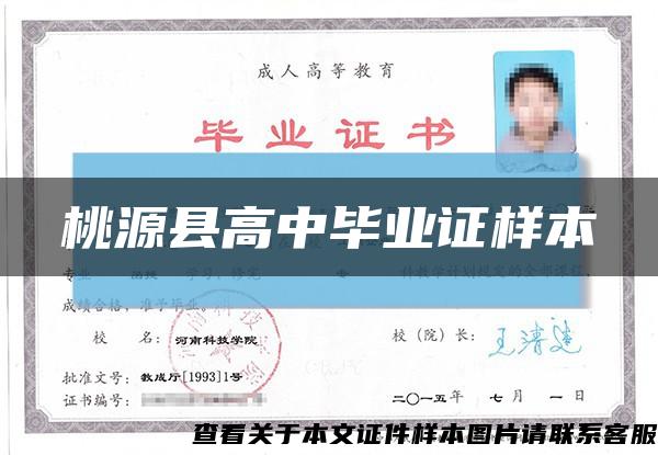 桃源县高中毕业证样本缩略图