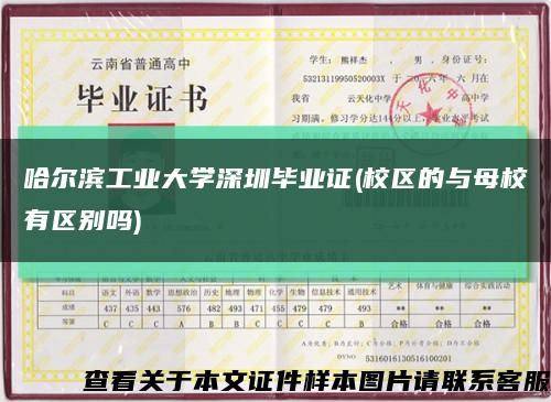 哈尔滨工业大学深圳毕业证(校区的与母校有区别吗)缩略图