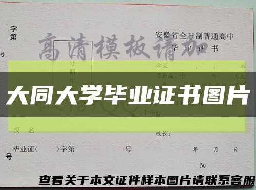 大同大学毕业证书图片缩略图