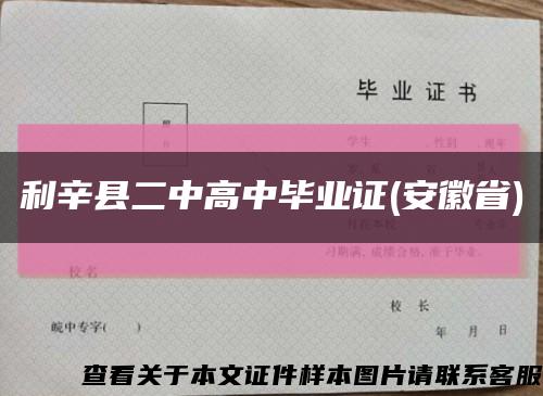 利辛县二中高中毕业证(安徽省)缩略图