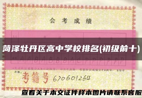 菏泽牡丹区高中学校排名(初级前十)缩略图