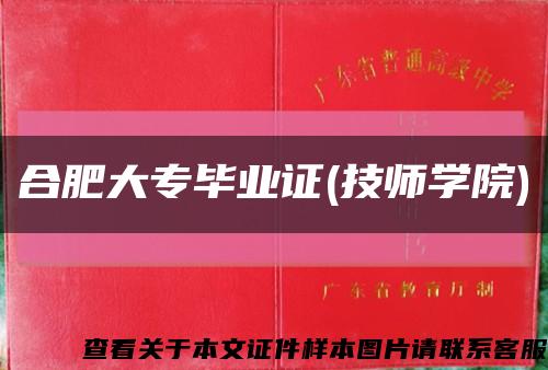 合肥大专毕业证(技师学院)缩略图