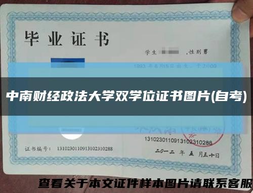 中南财经政法大学双学位证书图片(自考)缩略图