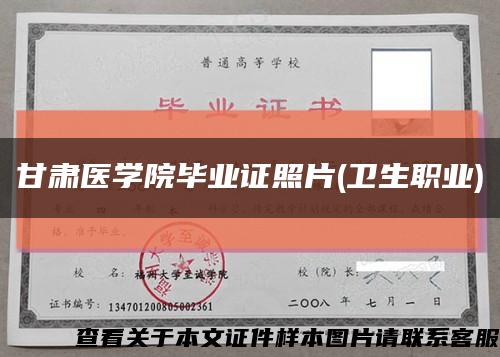 甘肃医学院毕业证照片(卫生职业)缩略图