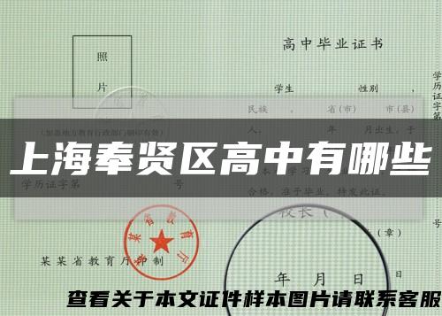 上海奉贤区高中有哪些缩略图