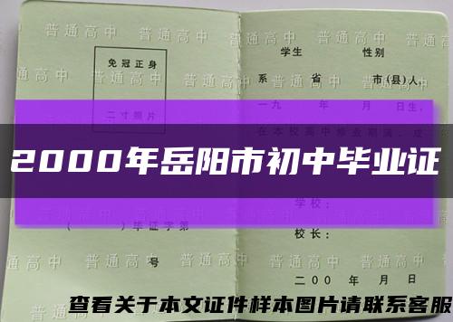 2000年岳阳市初中毕业证缩略图