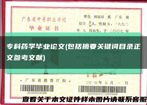 专科药学毕业论文(包括摘要关键词目录正文参考文献)缩略图