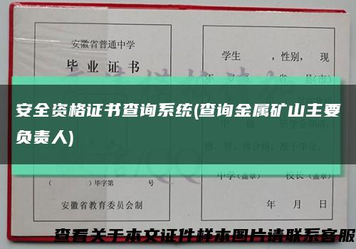 安全资格证书查询系统(查询金属矿山主要负责人)缩略图