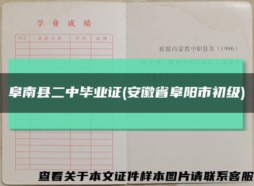 阜南县二中毕业证(安徽省阜阳市初级)缩略图