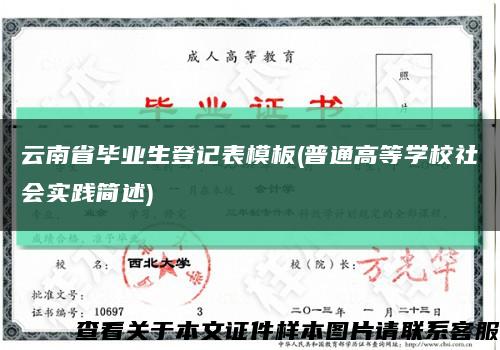 云南省毕业生登记表模板(普通高等学校社会实践简述)缩略图