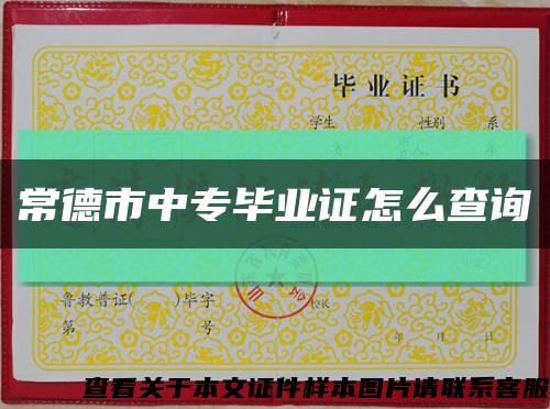 常德市中专毕业证怎么查询缩略图