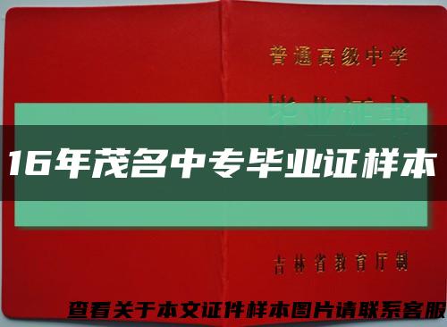 16年茂名中专毕业证样本缩略图